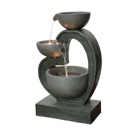 Heart Shaped 3-Tier Pouring Bowls Cascade Water Feature With LED Lights