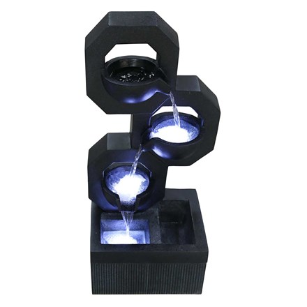 Bexley Modern Bowls Geometric Cascade Water Feature With LED Lights