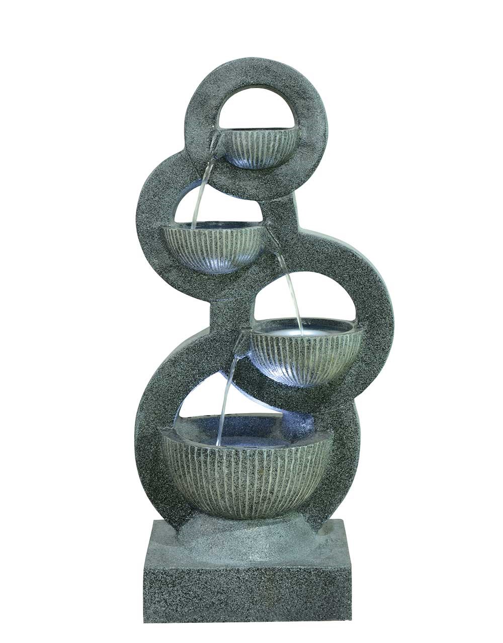 Knowsley 4-Tier Circular Bowls Cascade Water Feature With LED Lights
