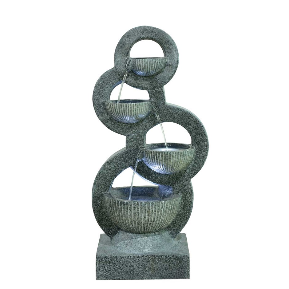 Knowsley 4-Tier Circular Bowls Cascade Water Feature With LED Lights