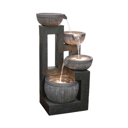 Sidmouth 4-Tier Pouring Bowls Cascade Water Feature With LED Lights