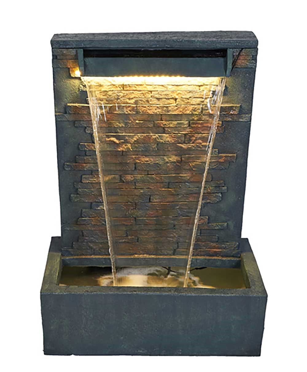Reigate Brick Effect Blade Cascade Water Feature With LED Lights