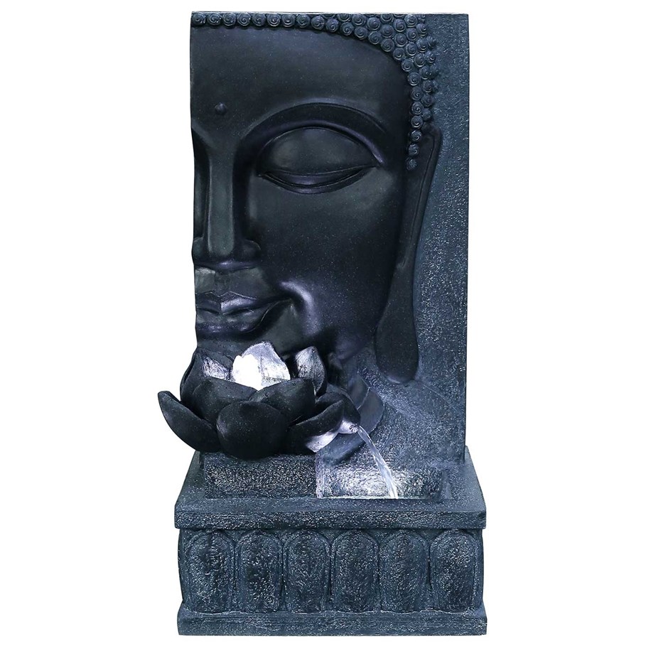 Tranquil Buddha & Lotus Cascade Wall Water Feature With LED Lights