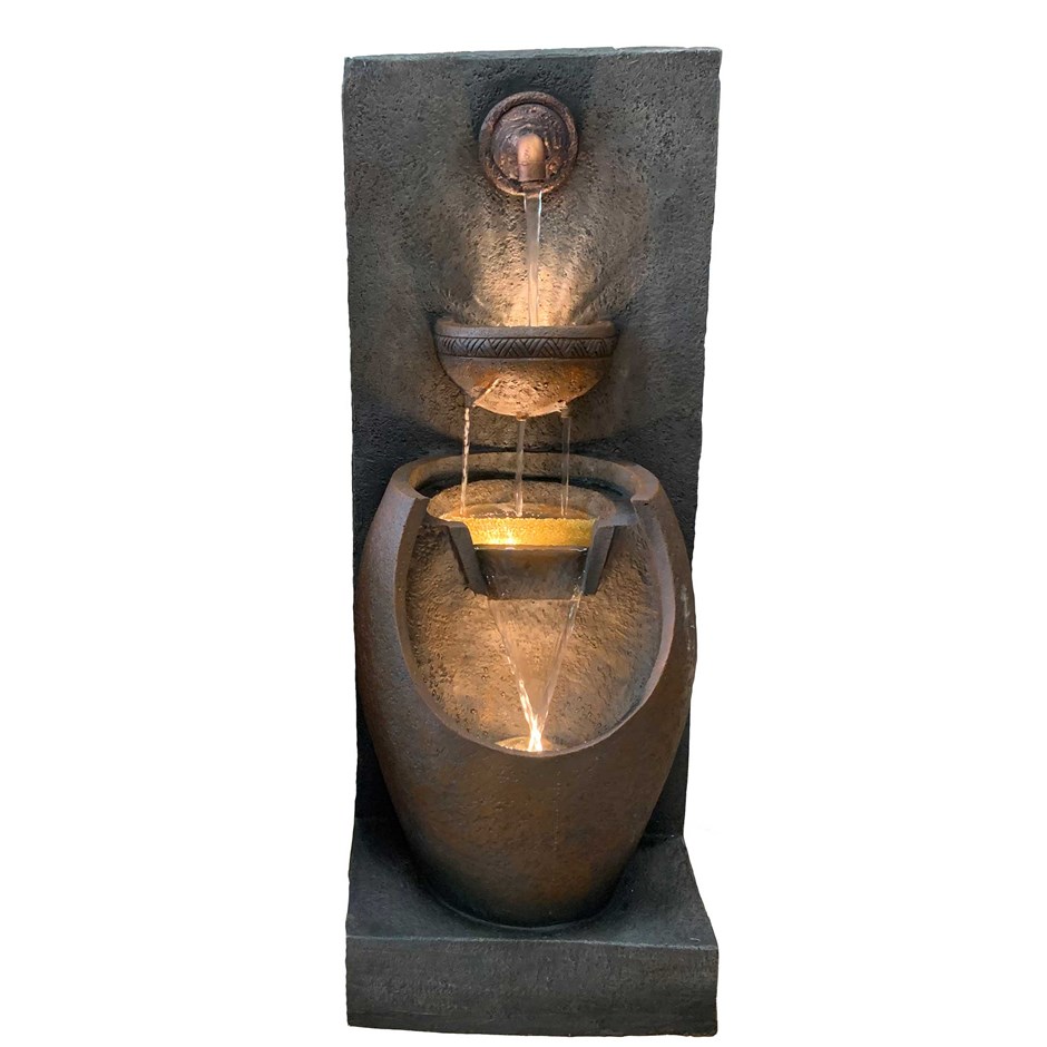 Culross Bowl Stone Effect Cascade Water Feature With LED Lights