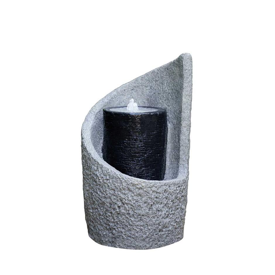 Hawick Stone Effect Rippled Column Water Feature With LED Lights