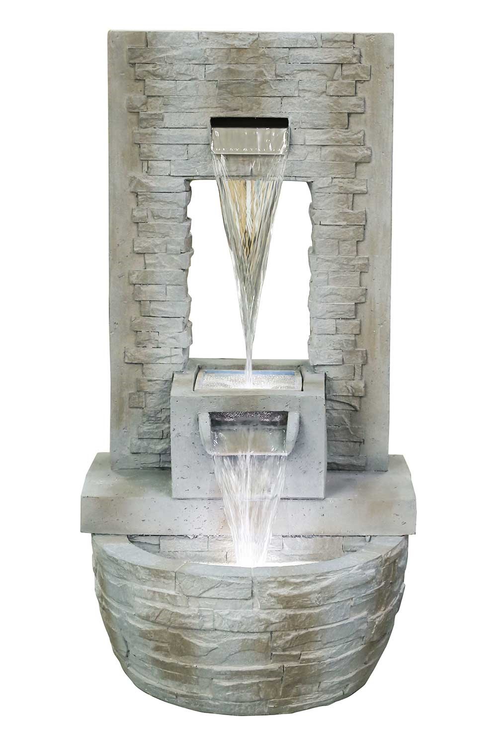 Newhaven Marble Effect Double Cascade Water Feature With LED Lights