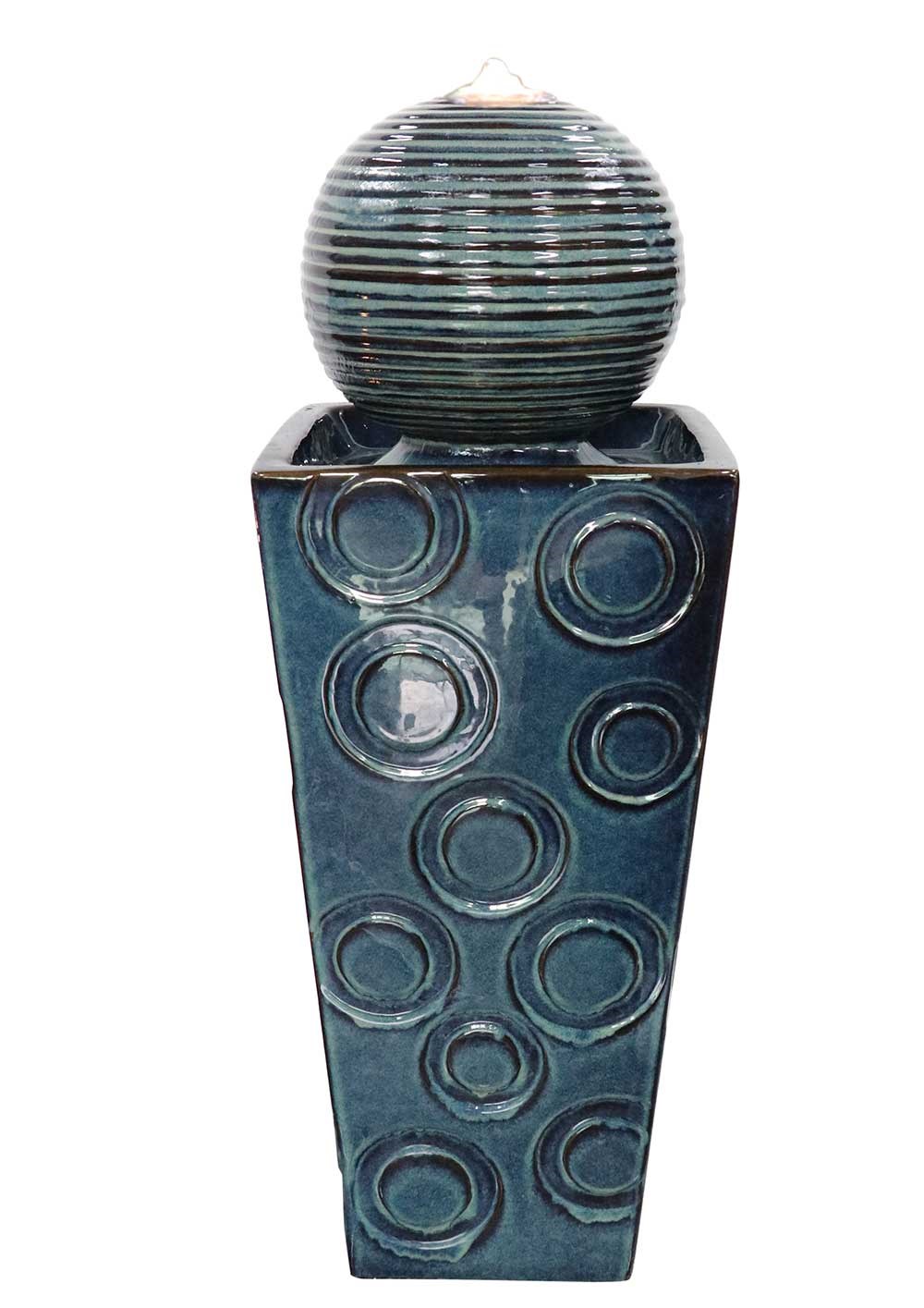Lucena Ceramic Sphere & Column Water Feature With LED Lights