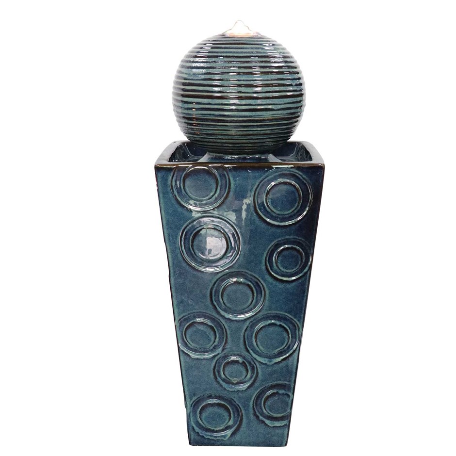 Lucena Ceramic Sphere & Column Water Feature With LED Lights