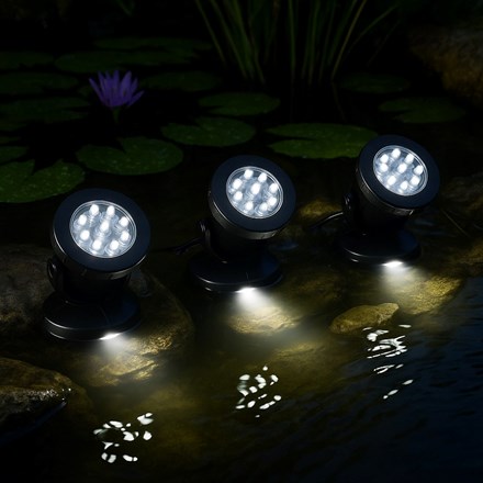 Bermuda Triple White Glow Light Set 3 White Led Lights For Garden Ponds