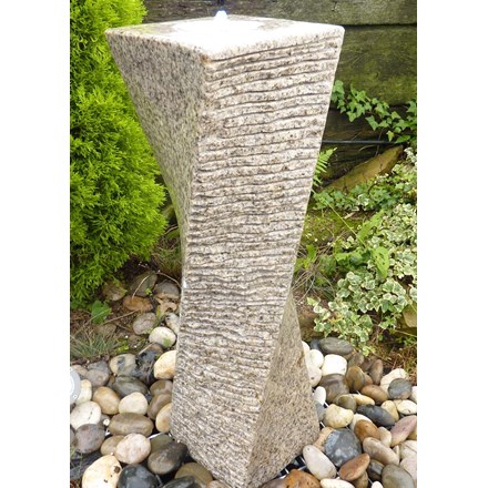 Drilled Twist Water Feature- Beige Granite
