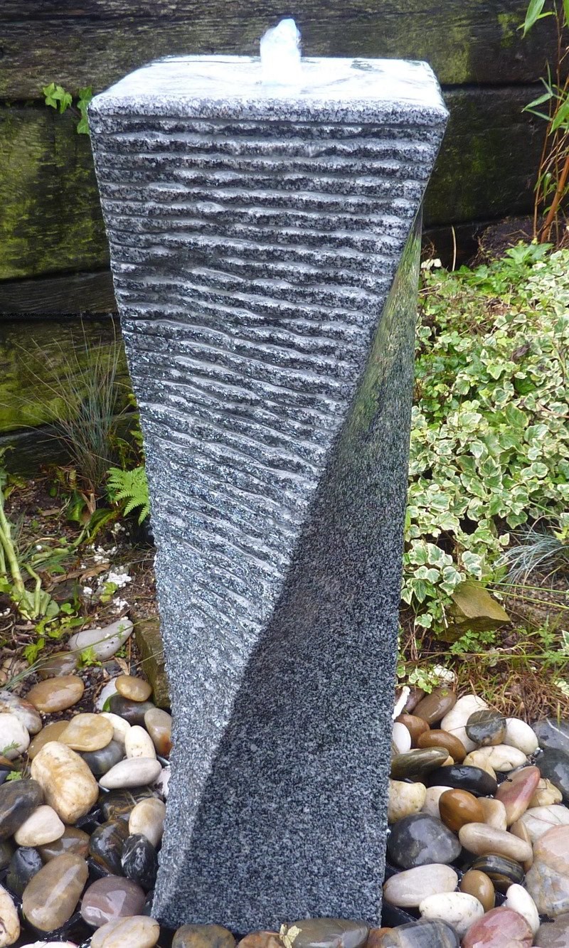 Dary Grey Granite Drilled Twisted Column Water Feature