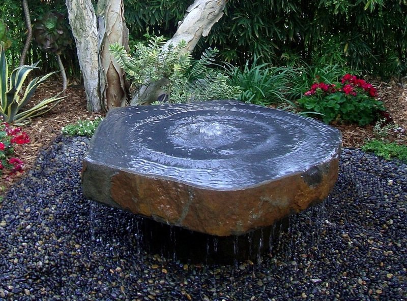Babbling Basalt Fountain with Polished Dish Top - 65cm