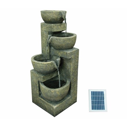 H54cm Overflowing Bowl 4 Tier Solar Powered Water Feature