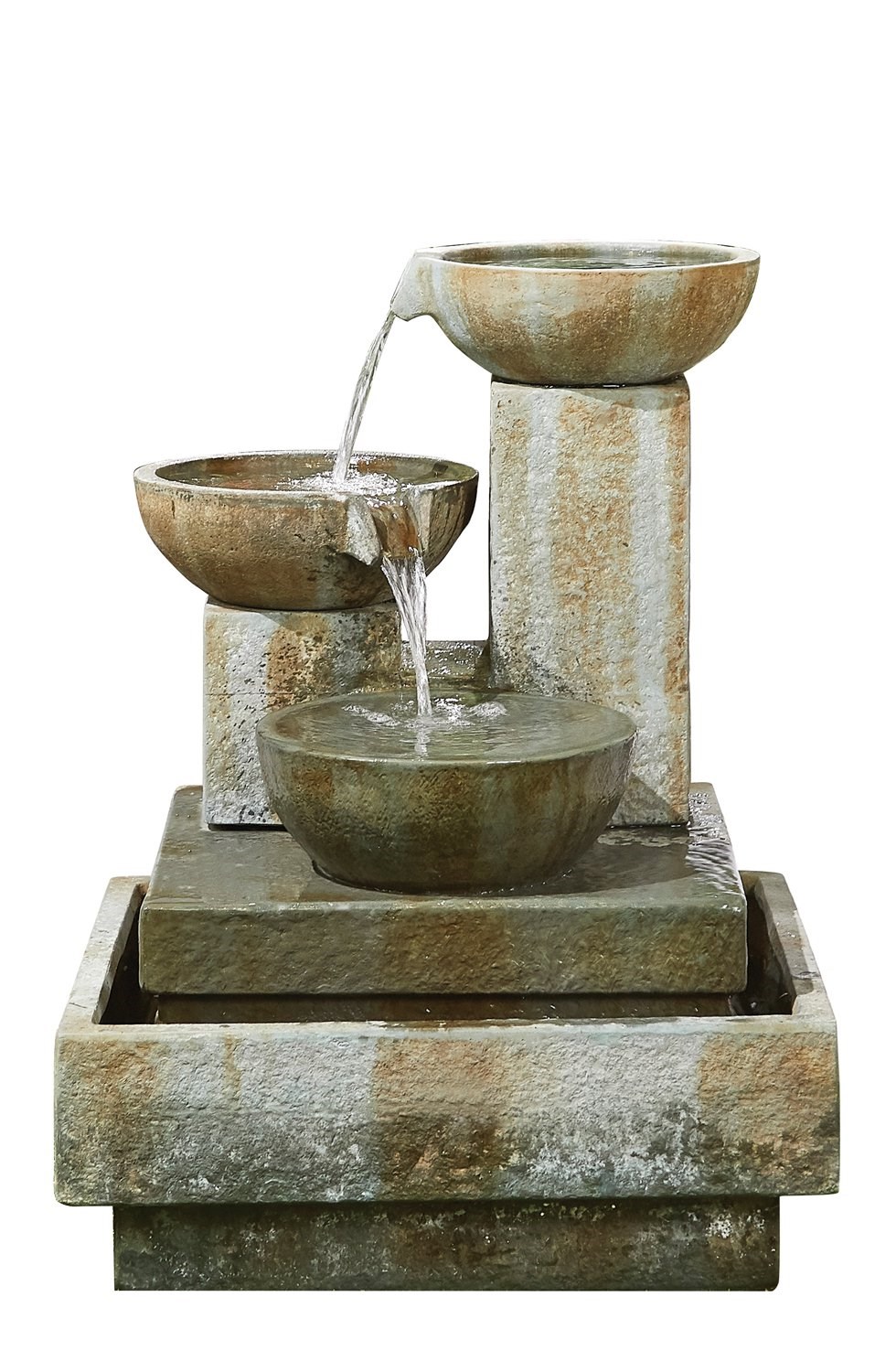 Patina Bowls 3-Tier Cascade Water Feature With LED Lights