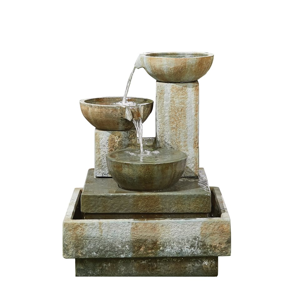 H90cm Patina Bowls 3 Tier Cascading Water Feature