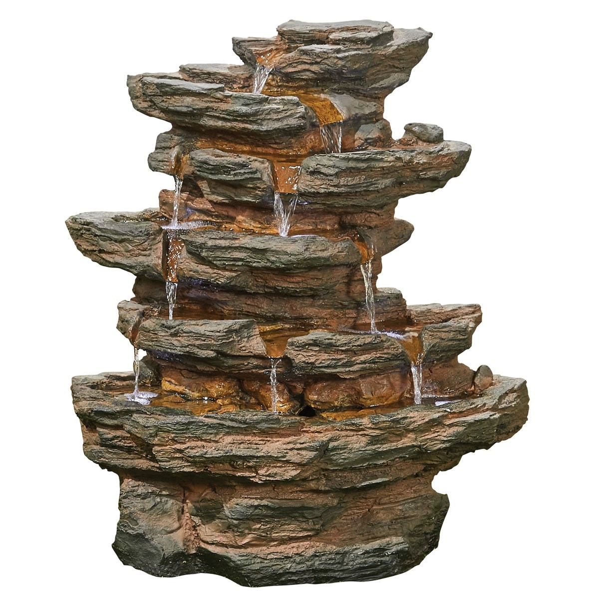 H71cm Red Rock Springs Multi Tier Cascading Water Feature with Lights