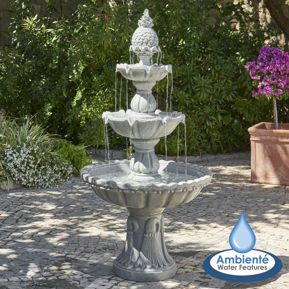 Regal Stone Effect 3-Tier Classic Pineapple Water Fountain