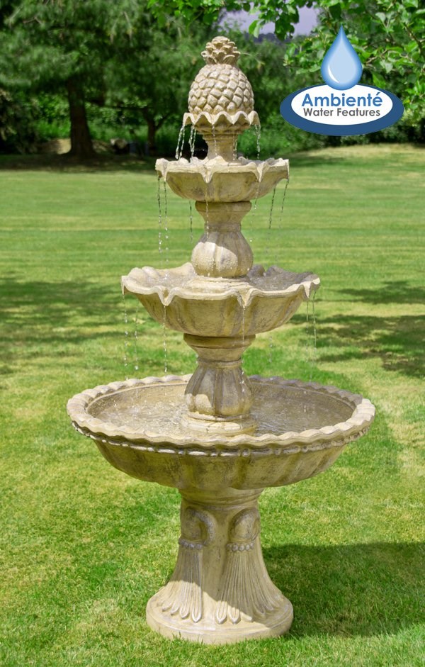 Regal Antique Stone Effect 3-Tier Classic Pineapple Water Fountain