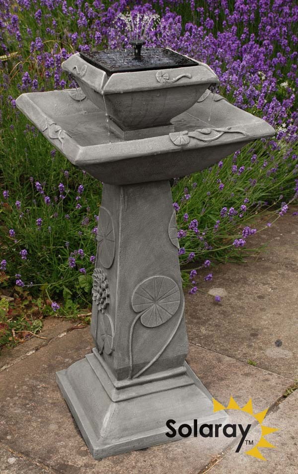 Spring Lily Solar Bird Bath Water Feature With LED Lights