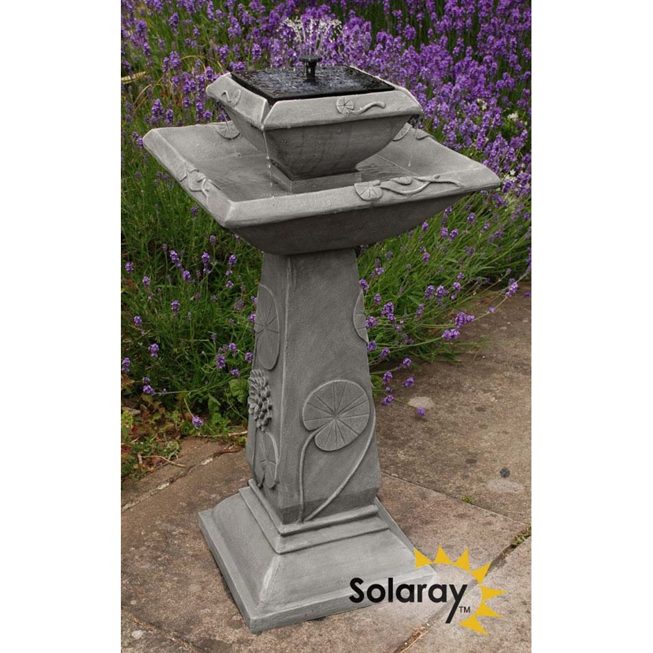 H79cm Spring Lilly Solar Bird Bath Water Feature with Lights by Solaray