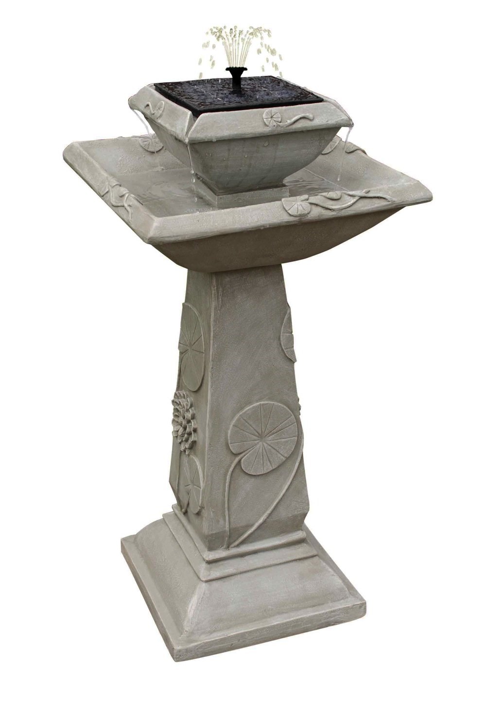 H79cm Spring Lilly Solar Bird Bath Water Feature with Lights by Solaray