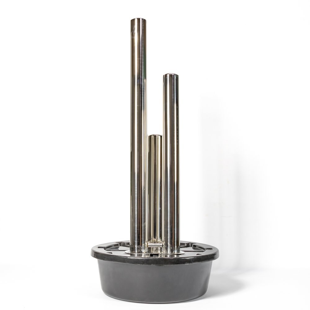 3 Polished Tubes Advanced Stainless Steel Water Feature w/ Lights | Ambienté