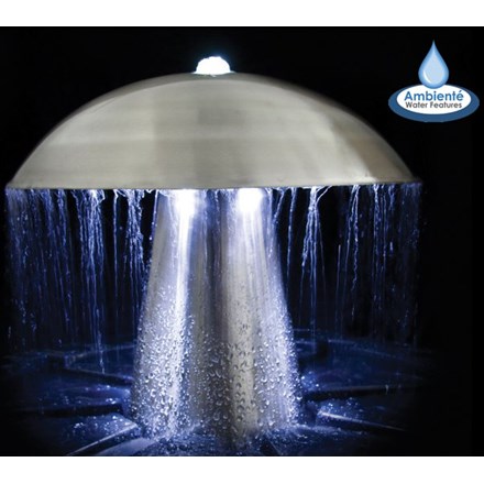 H49cm Abbey Falls Mushroom Stainless Steel Water Feature with Lights by Ambienté