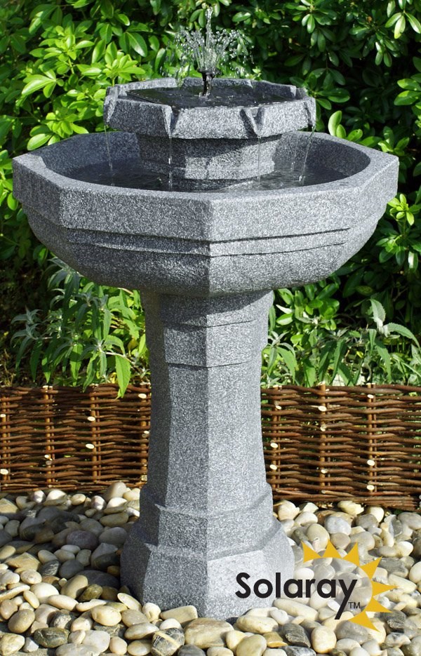 Castille Solar Tiered Bird Bath Water Feature With LED Lights