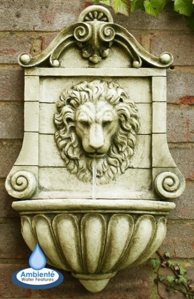 King Lion Head Stone Effect Wall Fountain Water Feature