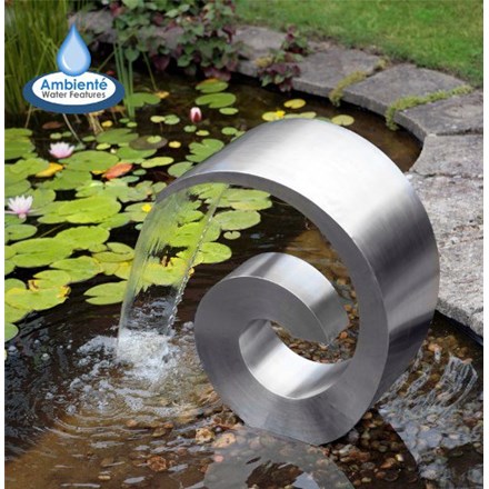 H66cm Curve Stainless Steel Cascading Water Feature with Reservoir by Ambienté