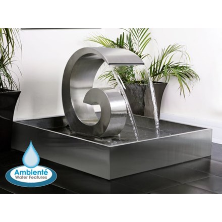 H66cm Ammonite Cascading Stainless Steel Water Feature | Indoor/Outdoor Use | Ambienté