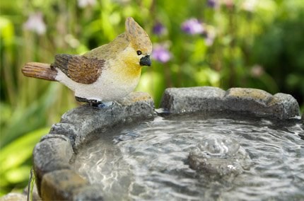 H68cm Cobbled Solar Bird Bath & Water Fountain by Solaray