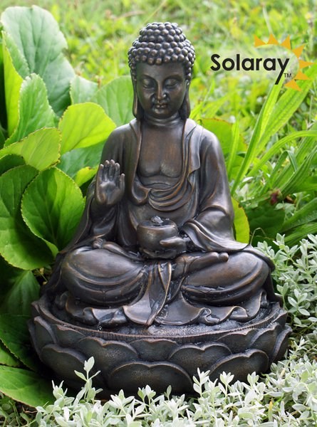 H39cm Anya Buddha Solar Water Feature by Solaray