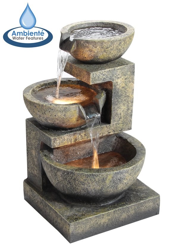 Kendal Granite Effect Tiered Cascade Water Feature With LED Lights