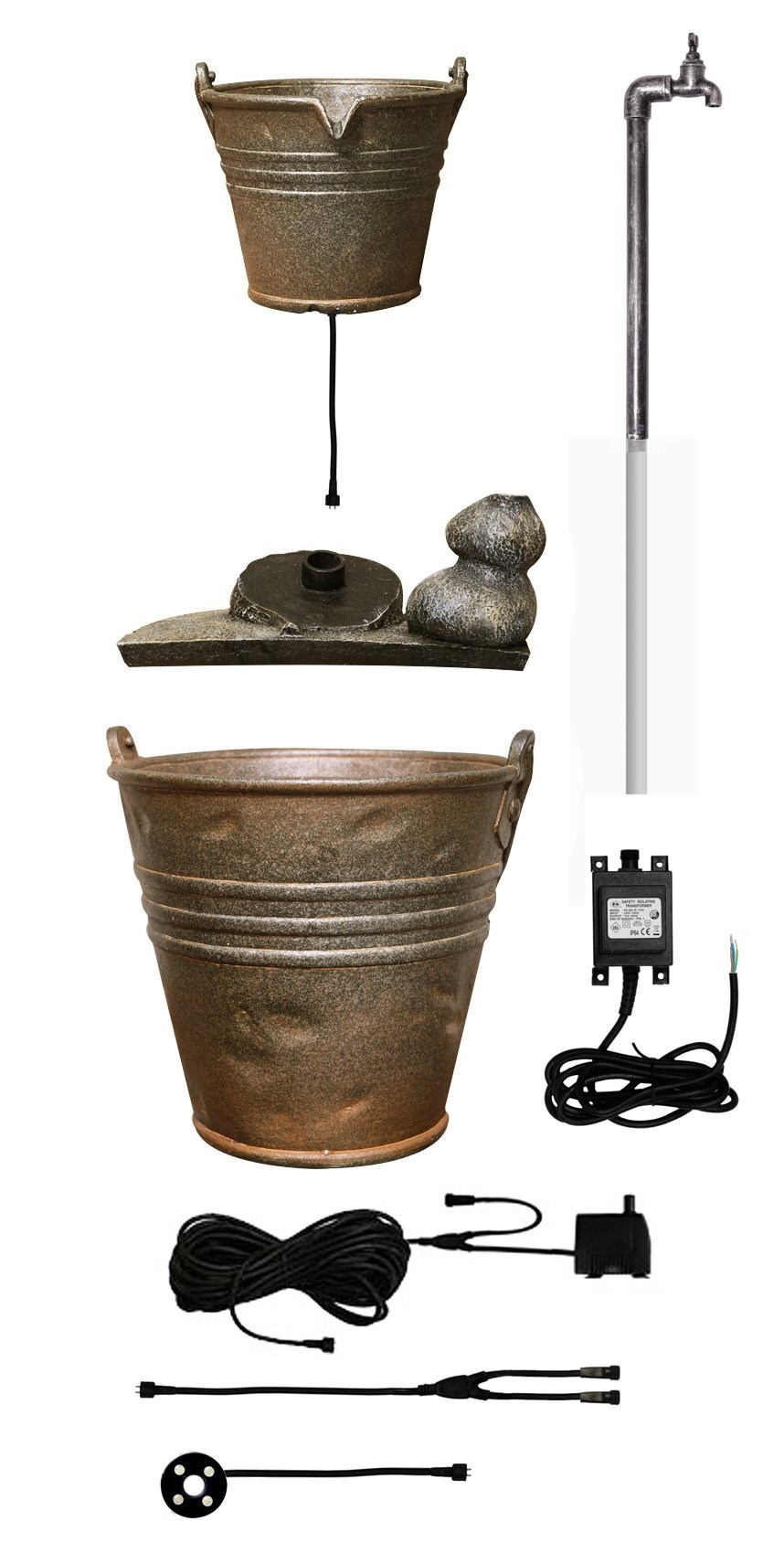 H76cm Tap and Bucket Water Feature with Lights | Indoor/Outdoor Use by Ambienté