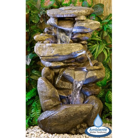 H100cm Thornton Hops 3-Tier Water Feature with Lights by Ambienté