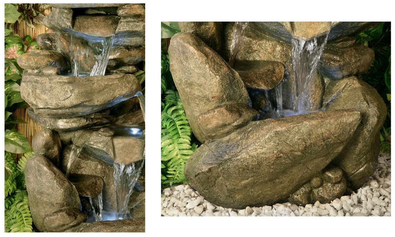 H100cm Thornton Hops 3-Tier Water Feature with Lights by Ambienté