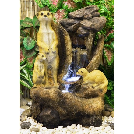 Meerkat Rock Falls Tiered Cascade Water Feature With LED Lights