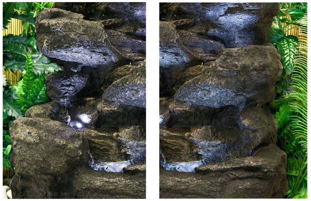4-Tier Rock Falls Water Feature w/ Lights | Indoor/Outdoor Use | Ambienté