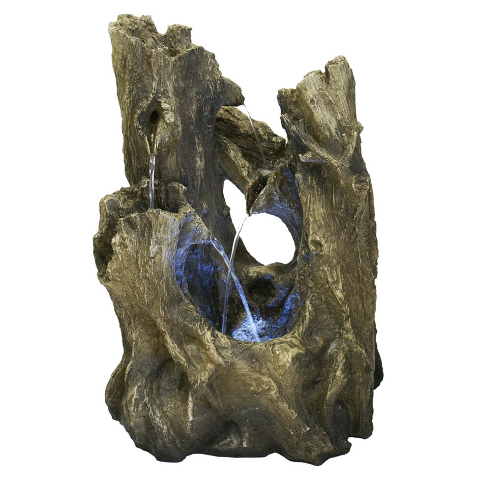 H55cm Logger Falls Water Feature with Lights | Indoor/Outdoor Use by Ambienté