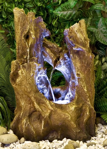 Logger Falls Tree Stump Cascade Water Feature With LED Lights