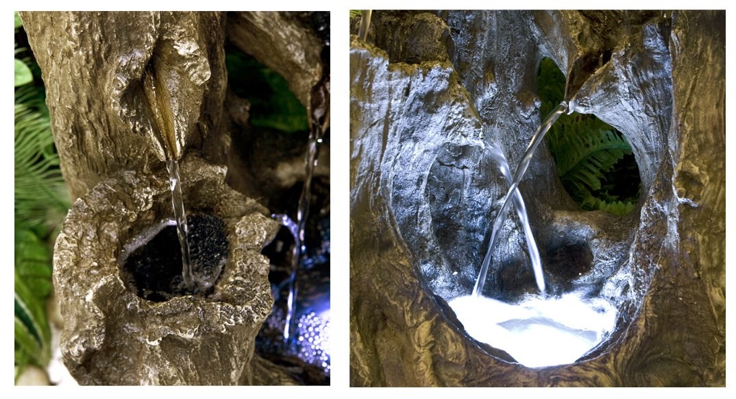 Logger Falls Tree Stump Cascade Water Feature With LED Lights