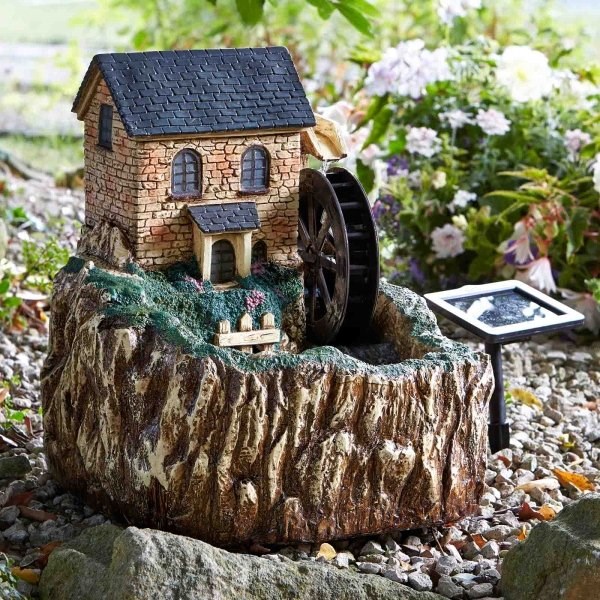 H51cm Water Mill Solar Powered Resin Water Feature