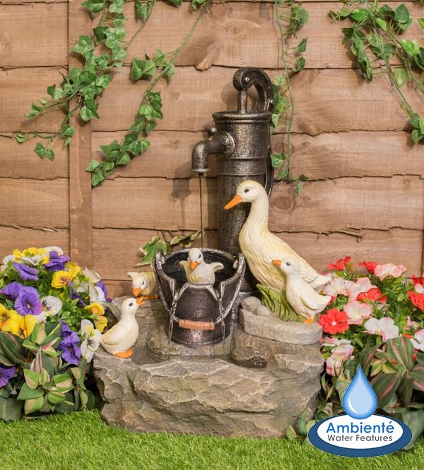 Duck Family At Old Tap Water Feature With LED Lights