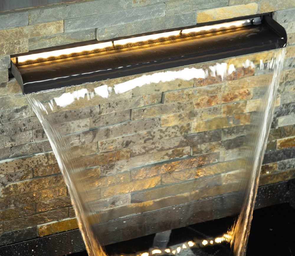 Sorrento Trough Zinc & Stone Water Feature w/ Lights | Ambienté
