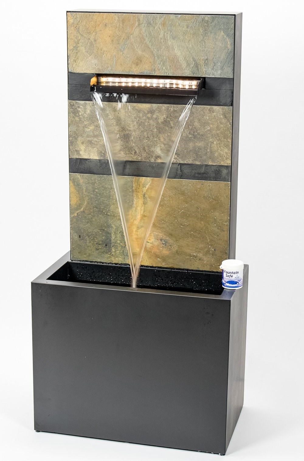 H100cm Alhambra Zinc & Stone Water Feature with Lights by Ambienté