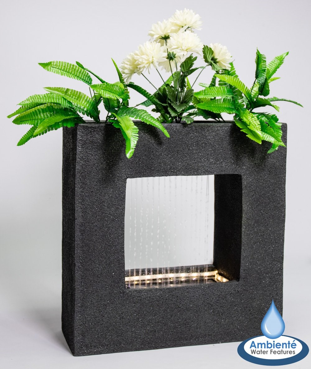 Rain Effect Water Feature Planter With LED Lights