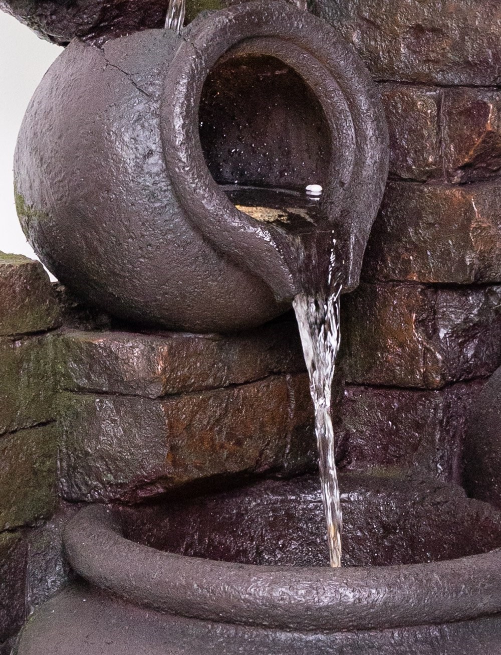 H120cm York 3-Tier Cascading Jars Water Feature & Planter w/ Lights | Ambienté