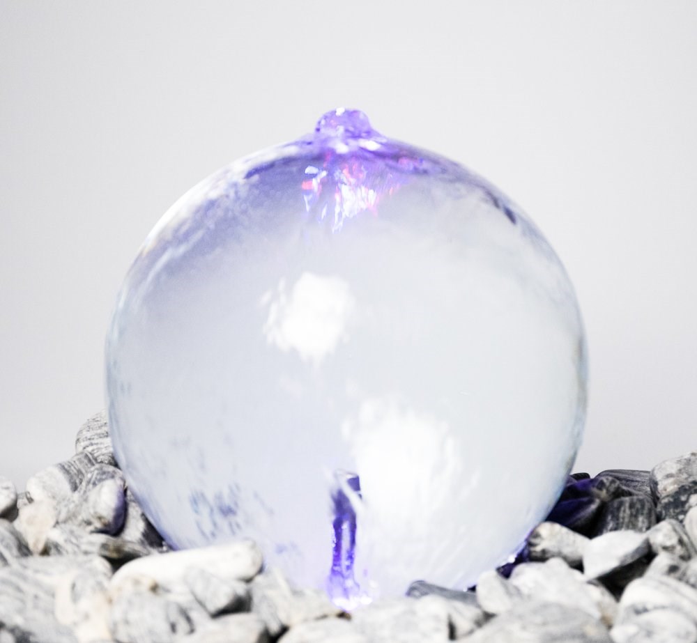 W30cm Translucent Sphere Water Feature with Colour Changing LEDs by Ambienté