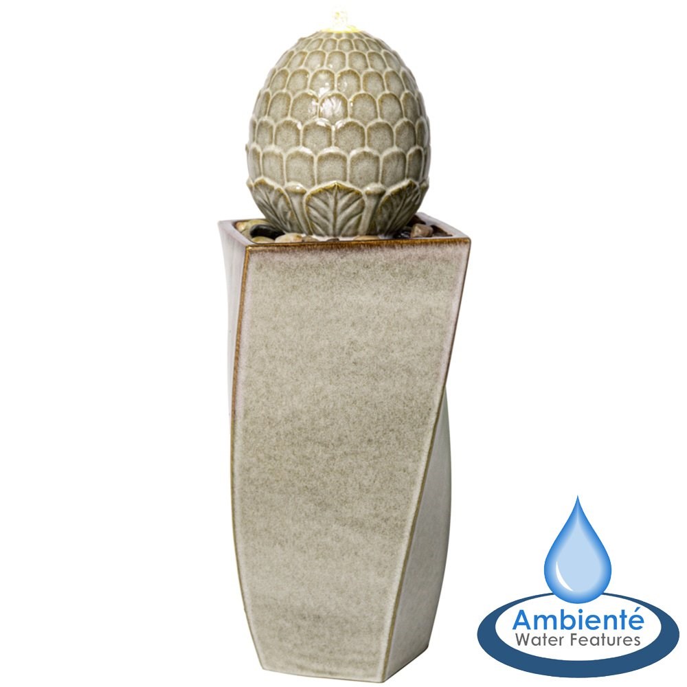 Olvera Ceramic Pineapple Water Feature With LED Lights